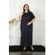 Moda Çizgi Big Dantelli Kısa Kol Lacivert Anne Gecelik 1348