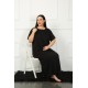 Moda Çizgi Big Dantelli Kısa Kol Siyah Anne Gecelik 1348
