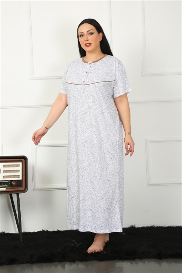 Moda Çizgi Big Kısa Kol Kahve Anne Gecelik 1353