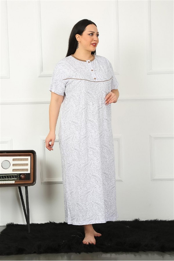 Moda Çizgi Big Kısa Kol Kahve Anne Gecelik 1353