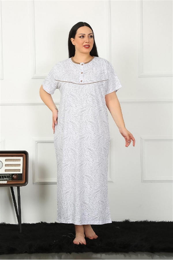 Moda Çizgi Big Kısa Kol Kahve Anne Gecelik 1353