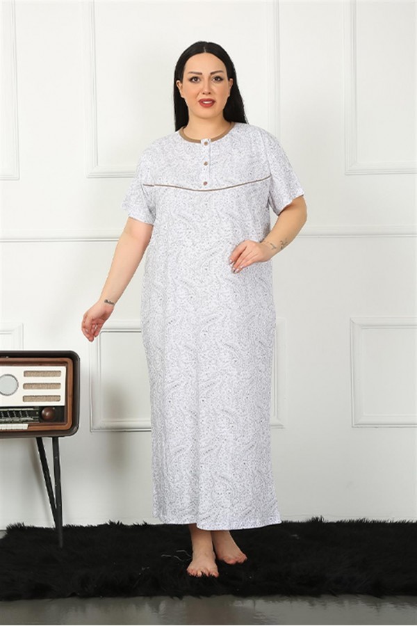 Moda Çizgi Big Kısa Kol Kahve Anne Gecelik 1353