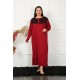 Moda Çizgi Big Uzun Kol Dantelli Bordo Anne Gecelik 1355