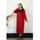 Moda Çizgi Big Uzun Kol Dantelli Bordo Anne Gecelik 1355