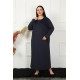 Moda Çizgi Big Uzun Kol Dantelli Lacivert Anne Gecelik 1355