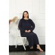 Moda Çizgi Big Uzun Kol Dantelli Lacivert Anne Gecelik 1355