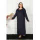 Moda Çizgi Big Uzun Kol Dantelli Lacivert Anne Gecelik 1355