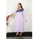 Moda Çizgi Big Uzun Kol Dantelli Lila Anne Gecelik 1355