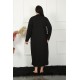 Moda Çizgi Big Uzun Kol Dantelli Siyah Anne Gecelik 1355
