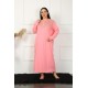 Moda Çizgi Big Uzun Kol Dantelli Somon Anne Gecelik 1355