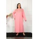 Moda Çizgi Big Uzun Kol Dantelli Somon Anne Gecelik 1355