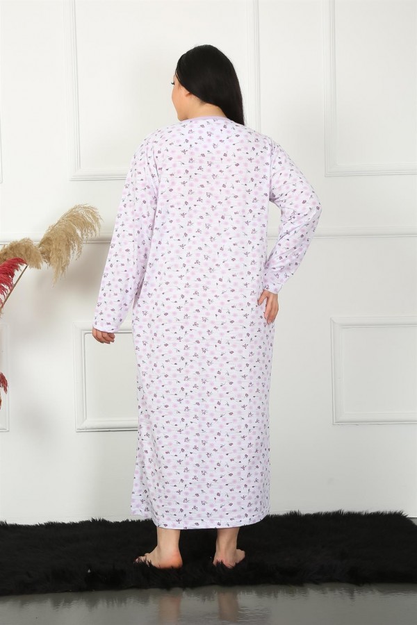 Moda Çizgi Big Uzun Kol Lila Anne Gecelik 1357