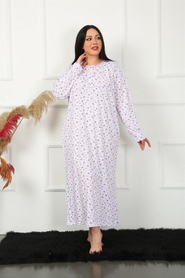 Moda Çizgi Big Uzun Kol Lila Anne Gecelik 1357