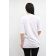 Moda Çizgi Bisiklet Yaka Oversize Tshirt Beyaz