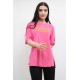 Moda Çizgi Bisiklet Yaka Oversize Tshirt Pembe