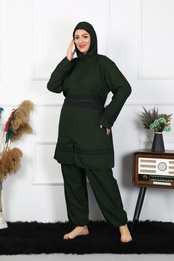 Moda Çizgi Büyük Beden Tesettür Mayo 60-62-64-66 Beden Haki 55015