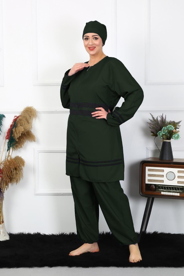 Moda Çizgi Büyük Beden Tesettür Mayo 60-62-64-66 Beden Haki 55015