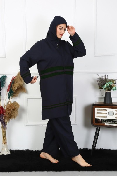 Moda Çizgi Büyük Beden Tesettür Mayo 60-62-64-66 Beden Lacivert 55015