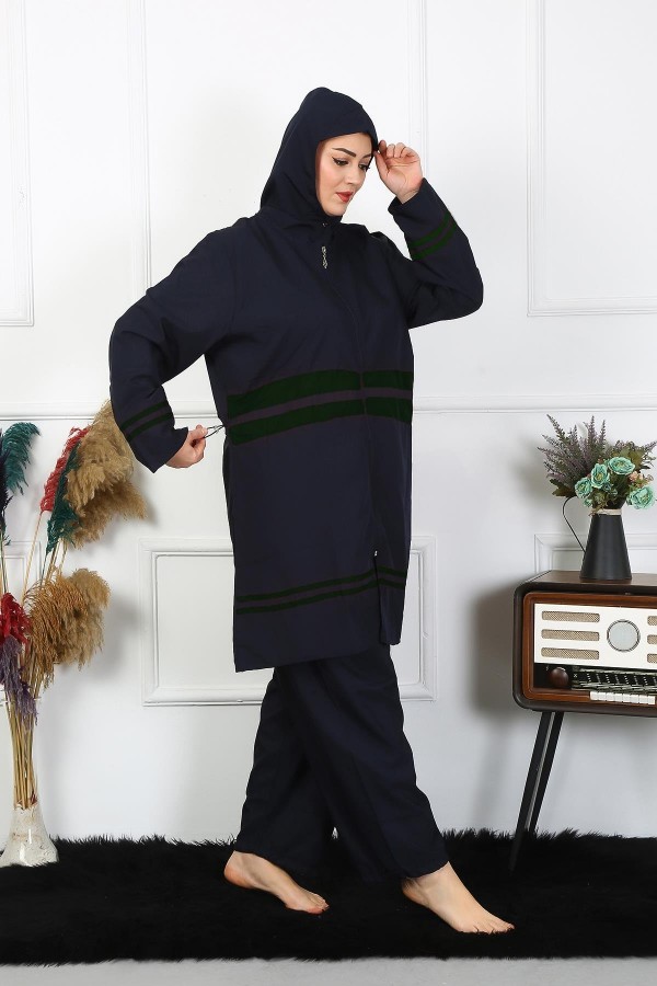 Moda Çizgi Büyük Beden Tesettür Mayo 60-62-64-66 Beden Lacivert 55015