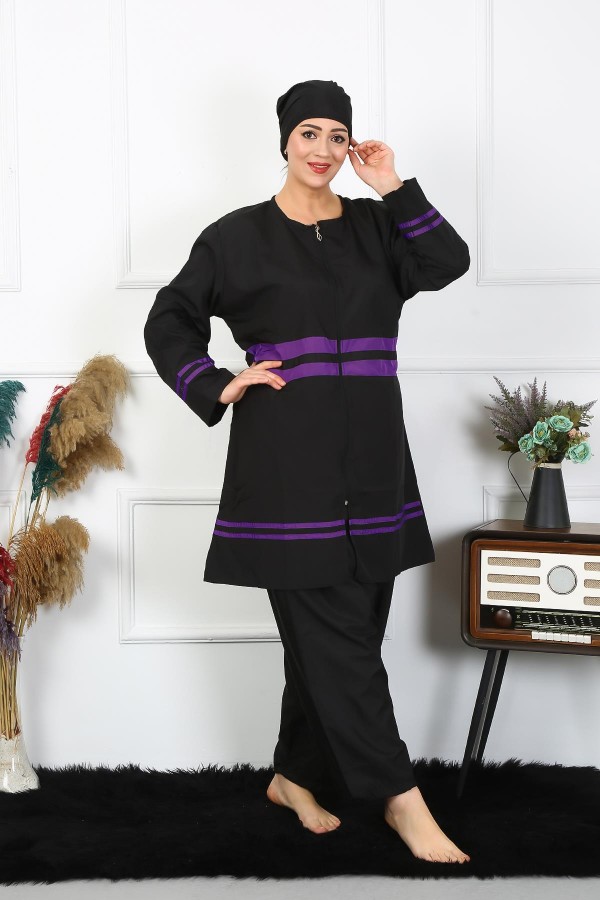 Moda Çizgi Büyük Beden Tesettür Mayo 60-62-64-66 Beden Siyah 55015