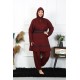 Moda Çizgi Büyük Beden Tesettür Mayo 7XL-8XL-9XL-10XL Bordo 55010