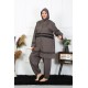 Moda Çizgi Büyük Beden Tesettür Mayo 7XL-8XL-9XL-10XL Füme 55010