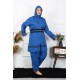 Moda Çizgi Büyük Beden Tesettür Mayo 7XL-8XL-9XL-10XL İndigo 55010