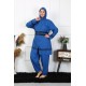 Moda Çizgi Büyük Beden Tesettür Mayo 7XL-8XL-9XL-10XL İndigo 55010