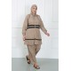 Moda Çizgi Büyük Beden Tesettür Mayo Bej 44020