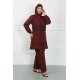 Moda Çizgi Büyük Beden Tesettür Mayo Bordo 44020