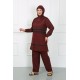 Moda Çizgi Büyük Beden Tesettür Mayo Bordo 44020