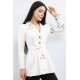Moda Çizgi Ceket Model Bluz Ekru-Mint
