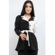 Moda Çizgi Ceket Model Bluz Siyah