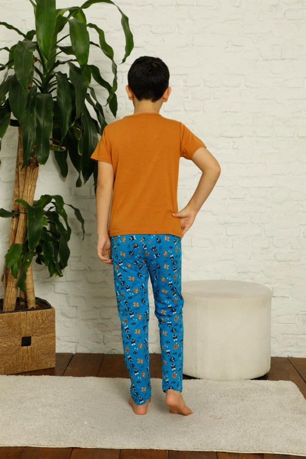 moda çizgi Çocuk Pamuk Kısa Kollu Pijama Takımı 4623