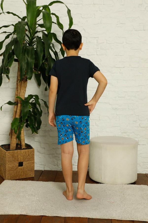 moda çizgi Çocuk Pamuk Şortlu Pijama Takımı 4620