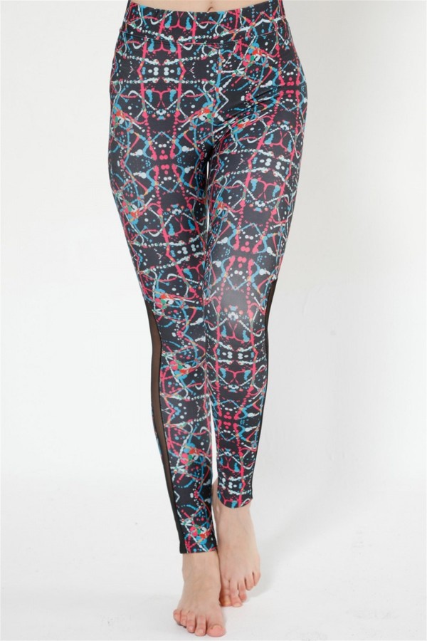 Moda Çizgi Desenli Tüllü Tayt 58956