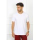 Moda Çizgi Erkek Beyaz %100 Pamuklu T-Shirt 27486