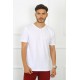 Moda Çizgi Erkek Beyaz %100 Pamuklu T-Shirt 27486