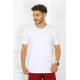 Moda Çizgi Erkek Beyaz %100 Pamuklu T-Shirt 27486