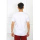 Moda Çizgi Erkek Beyaz %100 Pamuklu T-Shirt 27486