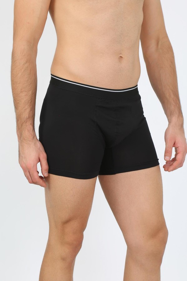 Moda Çizgi Erkek Büyük Beden Pamuk Likralı Boxer Siyah 40134