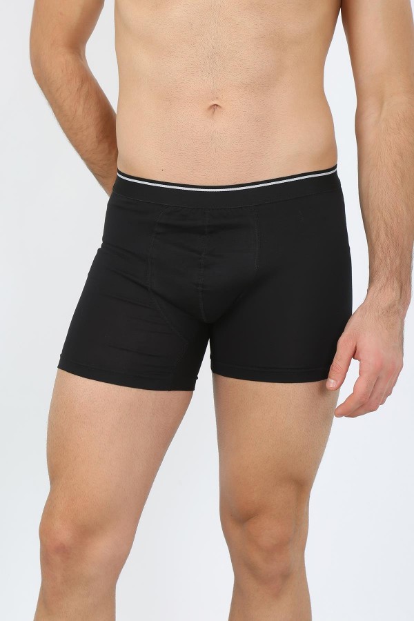 Moda Çizgi Erkek Büyük Beden Pamuk Likralı Boxer Siyah 40134