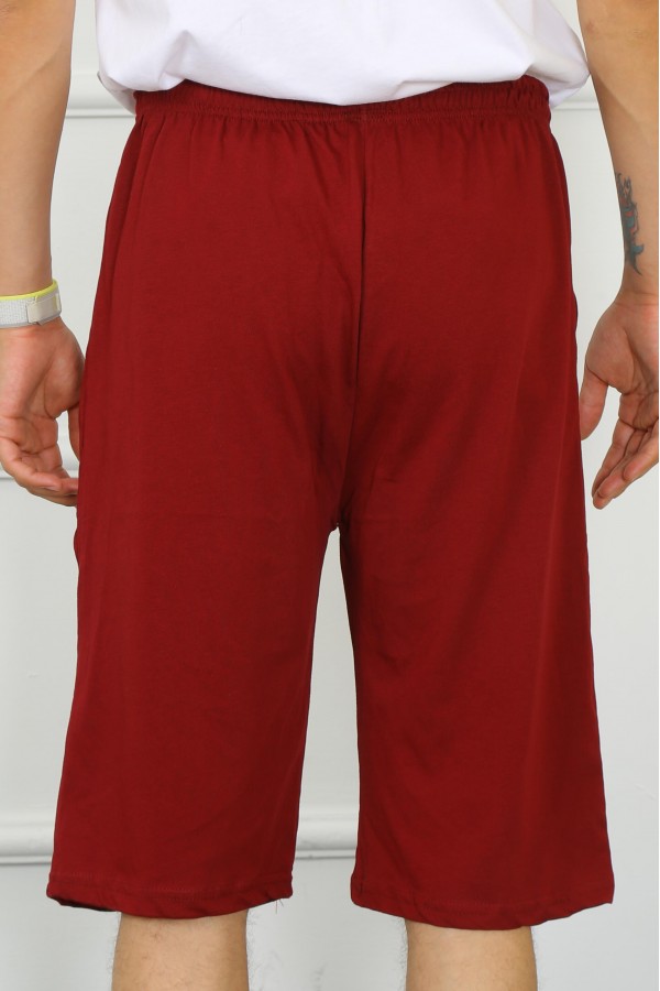Moda Çizgi Erkek Cepli Pamuk Lakost Kapri Bordo 27554
