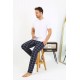 Moda Çizgi Erkek Ekoseli Desen Penye Tek Alt Pijama 27540 Lacivert