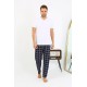 Moda Çizgi Erkek Ekoseli Desen Penye Tek Alt Pijama 27540 Lacivert