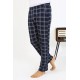Moda Çizgi Erkek Ekoseli Desen Penye Tek Alt Pijama 27540 Lacivert