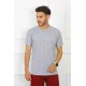 Moda Çizgi Erkek Gri %100 Pamuklu T-Shirt 27486