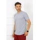 Moda Çizgi Erkek Gri %100 Pamuklu T-Shirt 27486
