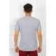 Moda Çizgi Erkek Gri %100 Pamuklu T-Shirt 27486