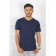 Moda Çizgi Erkek Lacivert %100 Pamuklu T-Shirt 27486